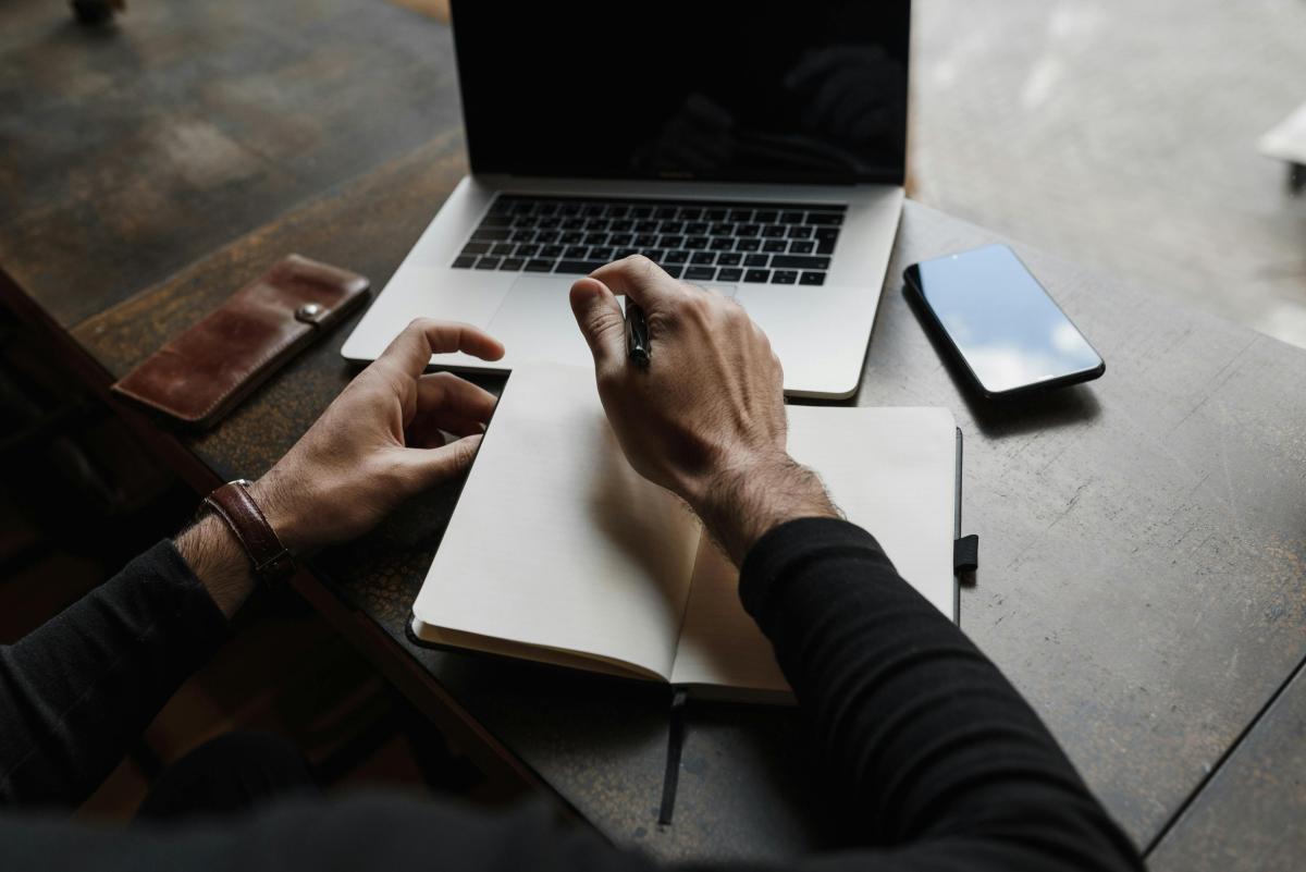 Man writing press release