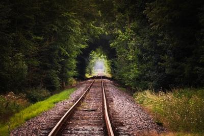 линия на влак в зелена гора