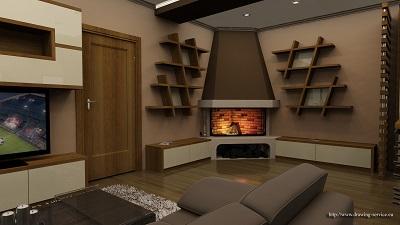 Дизайн на всекидневна - от drawing-services.eu Интериорен дизайн на всекидневна